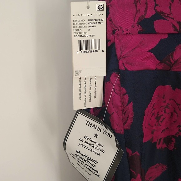 Aidan Mattox Floral Print Sleeveless Cocktail Dress in Fuchsia Multi - Picture 11 of 14